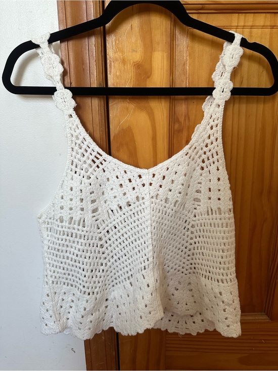 Rebellion Again Tops - Rebellion Again White Crochet Knit Tank Top / Swimsuit Cover Up – Size Medium
